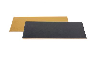 Sottotorta rettangolare rigido oro/nero - 30 x 40 cm
