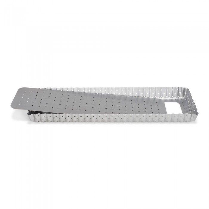 Stampo per crostata con fondo mobile rettangolare microforato - 11 x 35 cm
