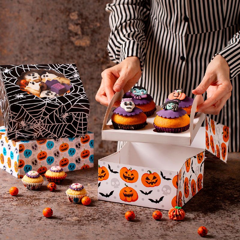 Scatola per dolci / 4 cupcake - Ragnatela