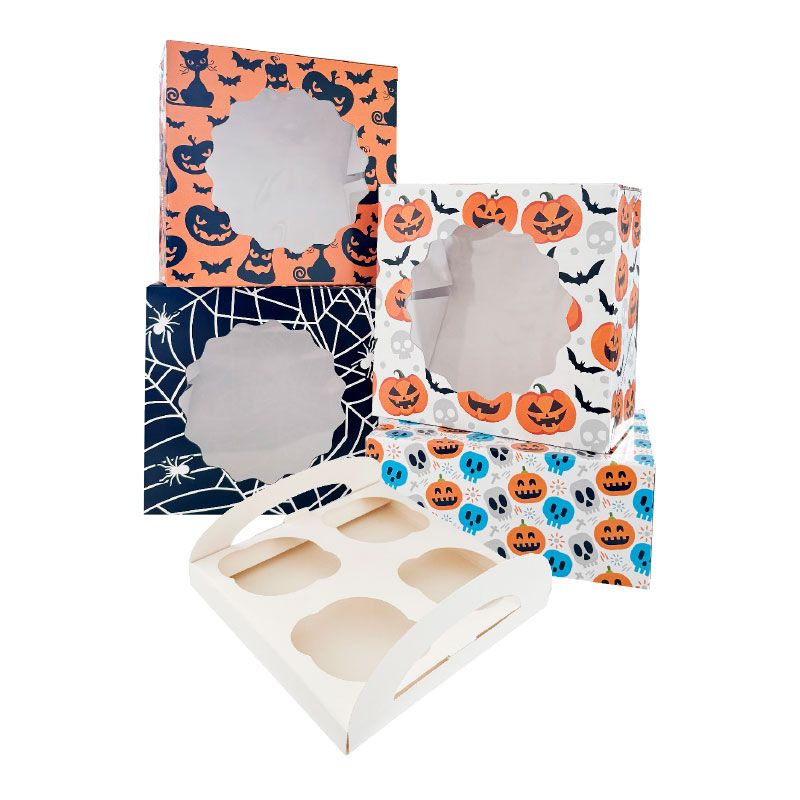 Scatola per dolci / 4 cupcake - Ragnatela