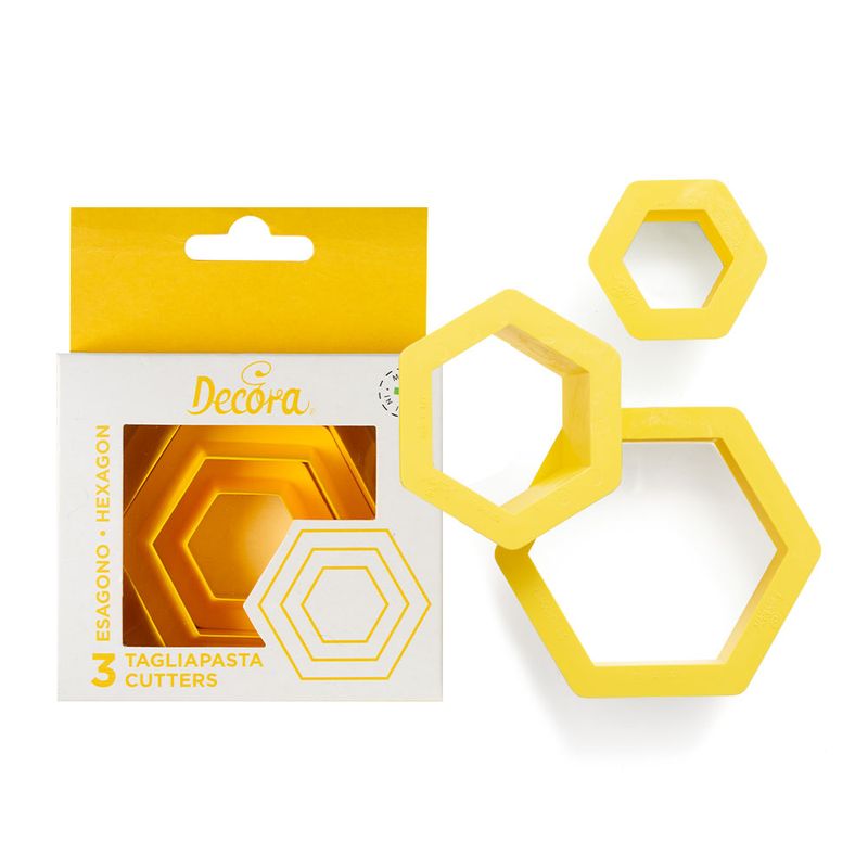 Set di 3 tagliabiscotti - esagono