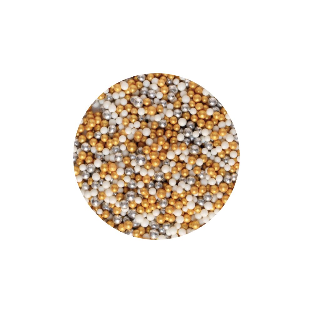 Perline di zucchero - Bianco, argento e oro Perline di zucchero - Bianco, argento e oro