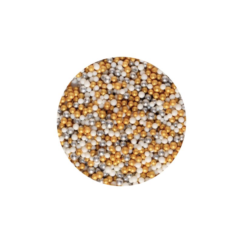 Perline di zucchero - Bianco, argento e oro