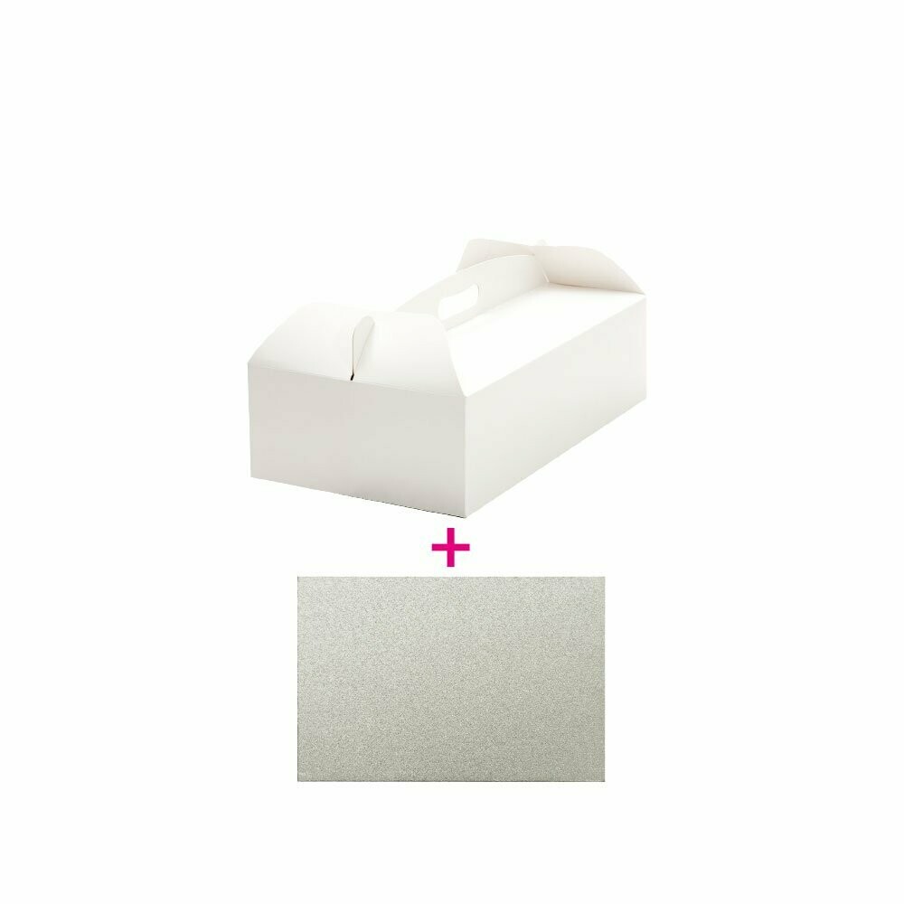 Scatola rettangolare con manico e sottotorta - 36 x 46 x 12 h cm