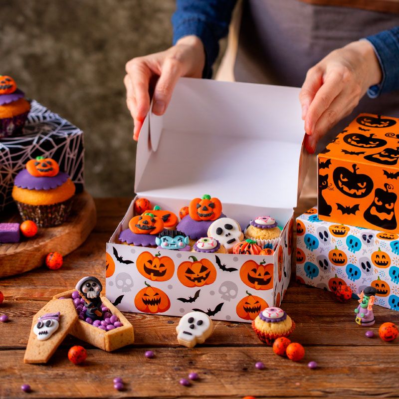 Scatola per dolci - Teschio e zucca