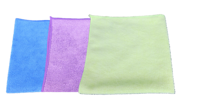 Microfiber Cloths - Multi 3-Pack (Dk Blue, Purple, Yellow)