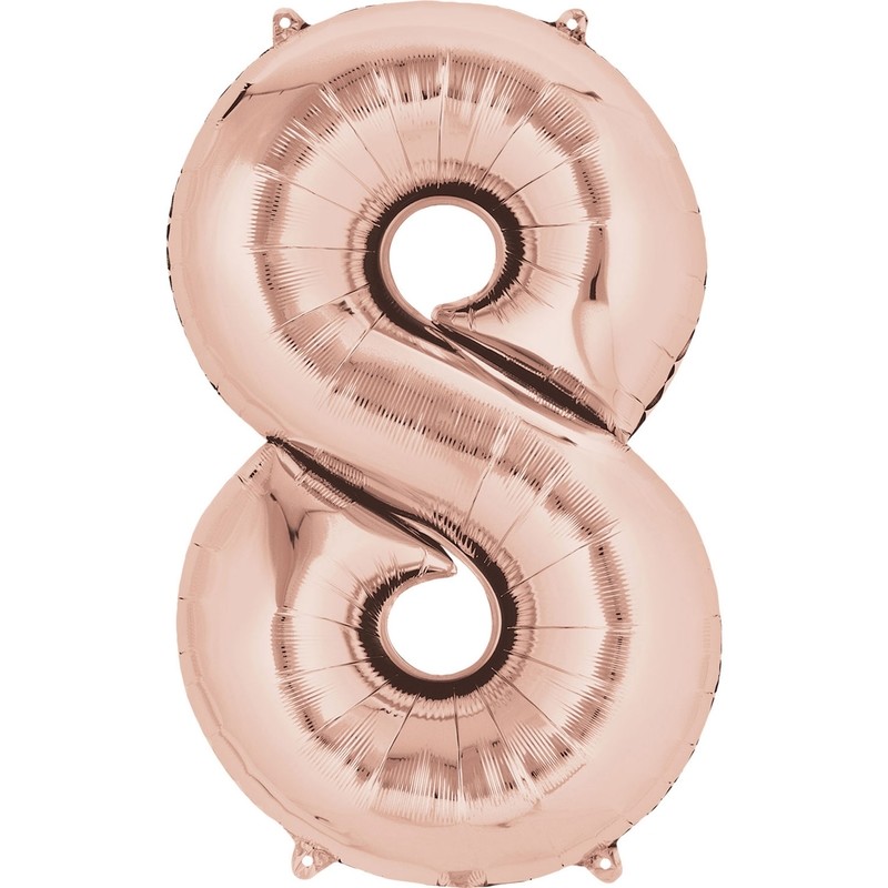 Large Number 8 - Rose Gold Foil Balloon