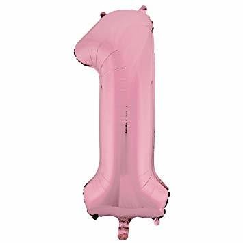 Large Number 1- Lovely Pink Foil Balloon