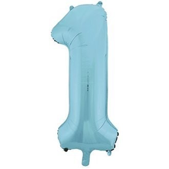 Large Number 1-Powder Blue Foil Balloon