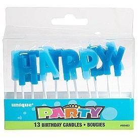 Blue Happy Birthday Letter Pick Candles /13Pcs