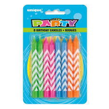 Chevron Birthday Candles Assorted /8Pcs