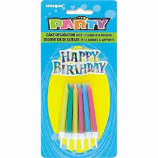 Rainbow Cake Topper With Birthday Candles /12Pcs