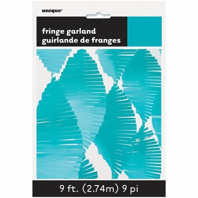 Caribbean Teal Tissue Fringe Garland