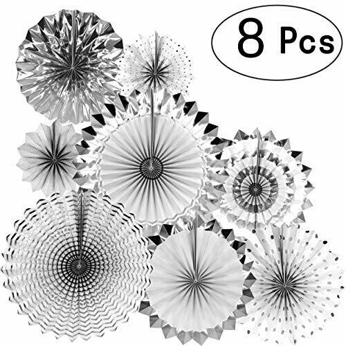 Paper Fans Set Silver /6Pcs