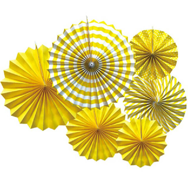 Paper Fans Set Yellow /6Pcs