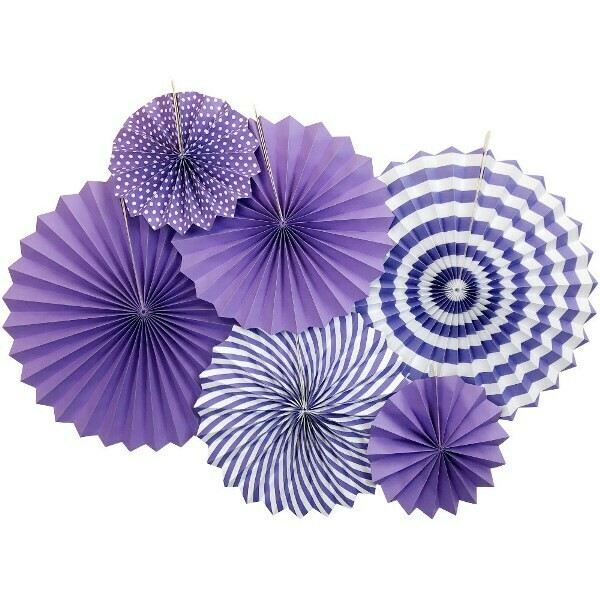 Paper Fans Set Pretty Purple /6Pcs