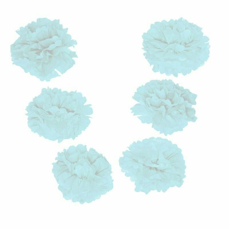 Tissue Pom Pom Garland Powder Blue