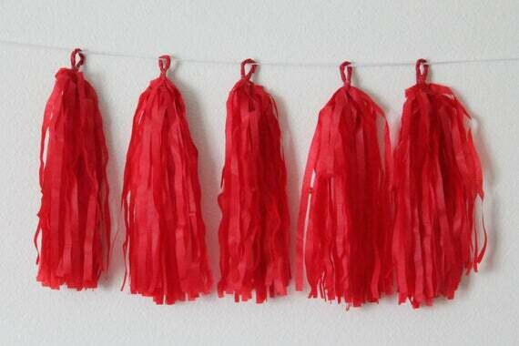 Ruby Red Tissue Paper Tassel/DIY