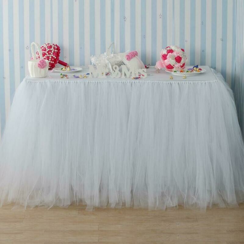 Table Tulle Roll Decoration White