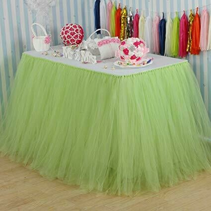 Table Tulle Roll Decoration Lime Green