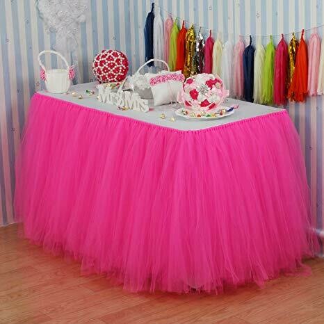 Table Tulle Roll Decoration Hot Pink