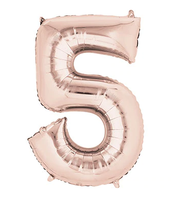 Large Number 5- Rose Gold Foil Balloon