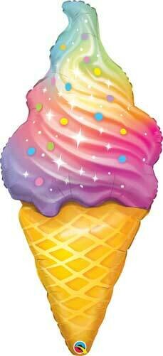 Supershape Rainbow Ice Cream Cone Foil Balloon