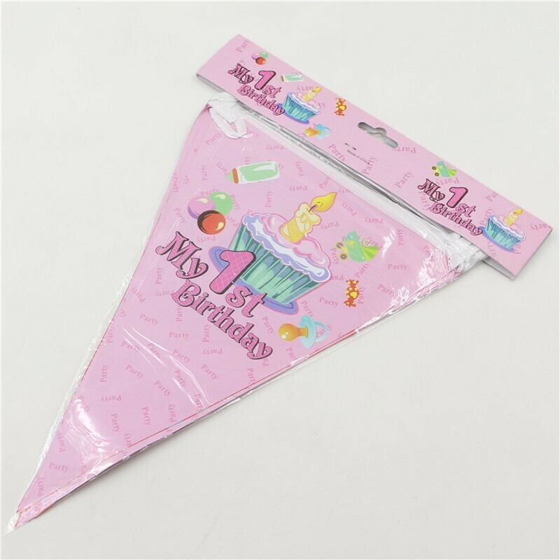 My 1st Birthday Girl Flag Banner