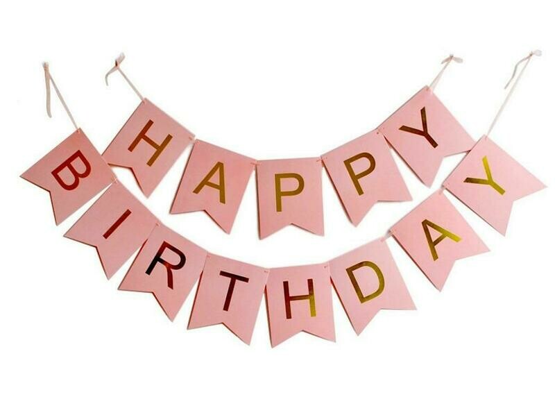 Happy Birthday Pink Pennant Banner