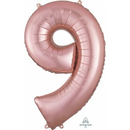 Large Number 9-Rose Gold Foil Balloon
