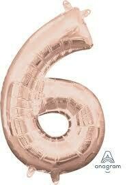 Large Number 6-Rose Gold Foil Balloon