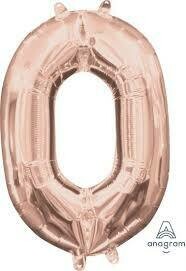 Large Number 0-Rose Gold Foil Balloon