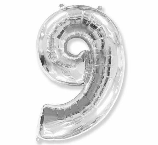 Large Number 9- Silver Foil Balloon