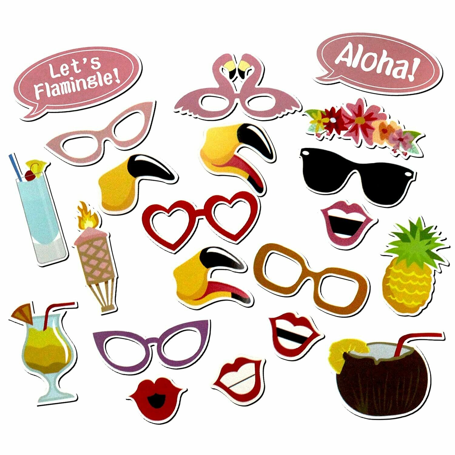 Hawaiian Aloha Photo Props /21Pcs