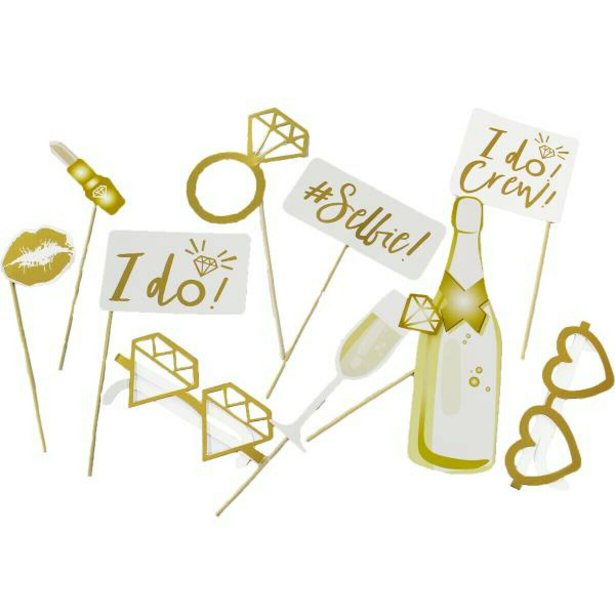 I Do Crew Photo Props Gold /10Pcs