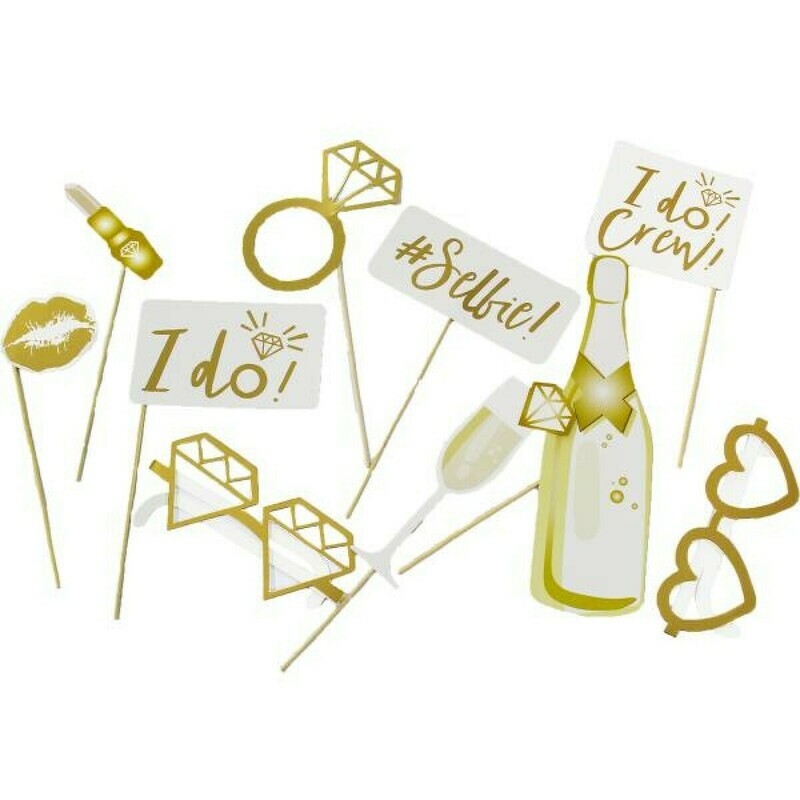 I Do Crew Photo Props Gold /10Pcs