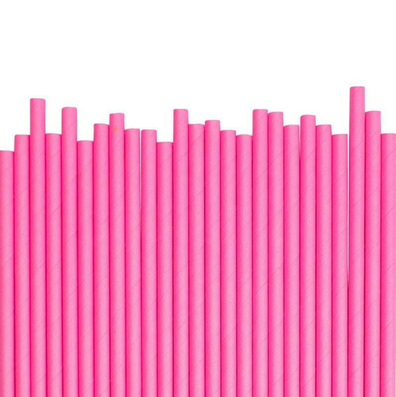 Hot Pink Paper Straws /25Pcs