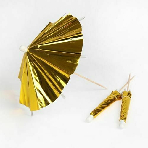 Gold Foil Umbrellas Cupcake Toppers /12Pcs