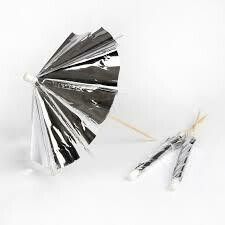 Silver Foil Umbrellas Cupcake Toppers /12Pcs