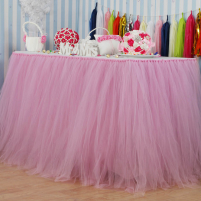 Table Tulle Roll Decoration Lovely Pink