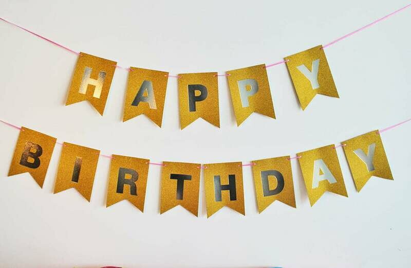Happy Birthday Gold Pennant Banner