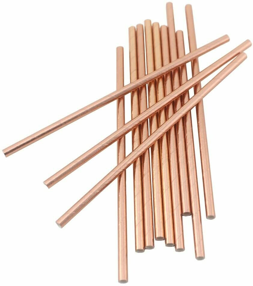 Rose Gold Paper Straws /25Pcs
