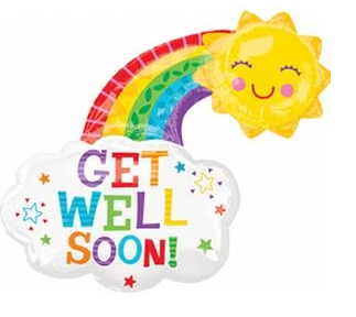 Supershape Get Well Happy Rainbow Foil Balloon