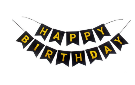 Happy Birthday Black Pennant Banner