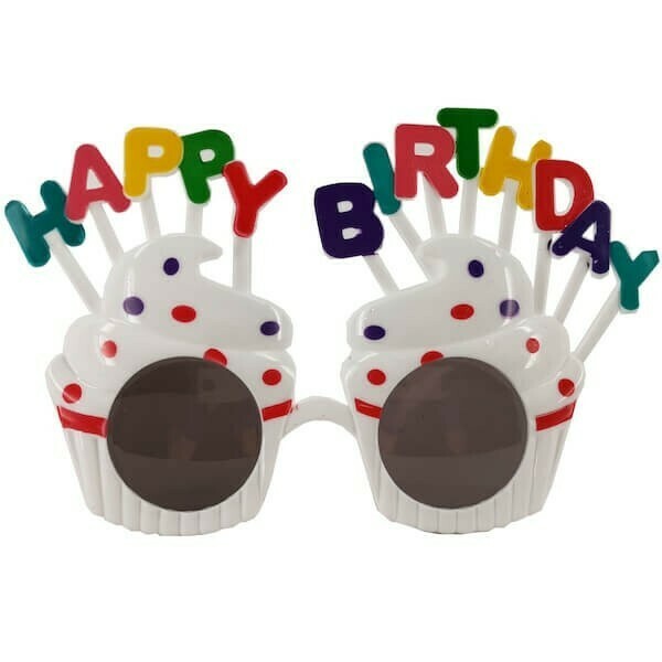 Happy Birthday White Colorful Glasses /1Pc