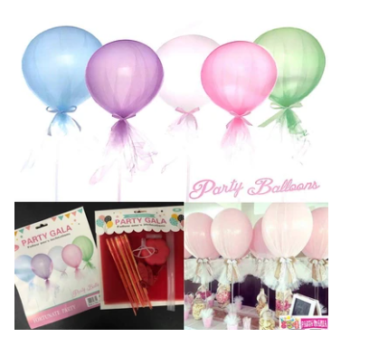 Red Tulle Balloon With Stand /1Pc