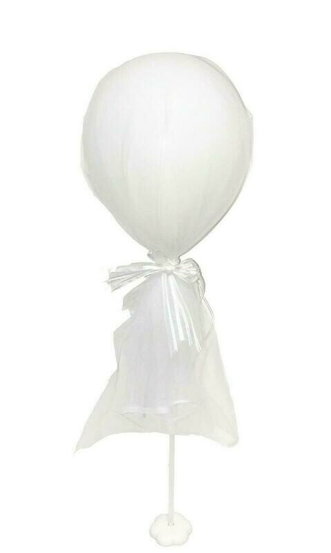 White Tulle Balloon With Stand/1Pc