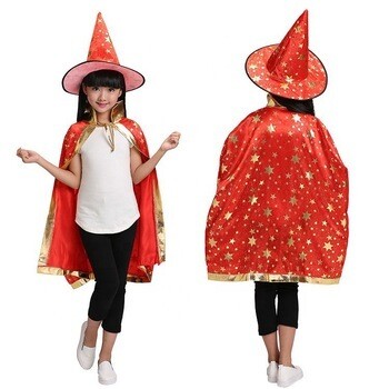 Girls Witch Wizard Cloak With Hat Red