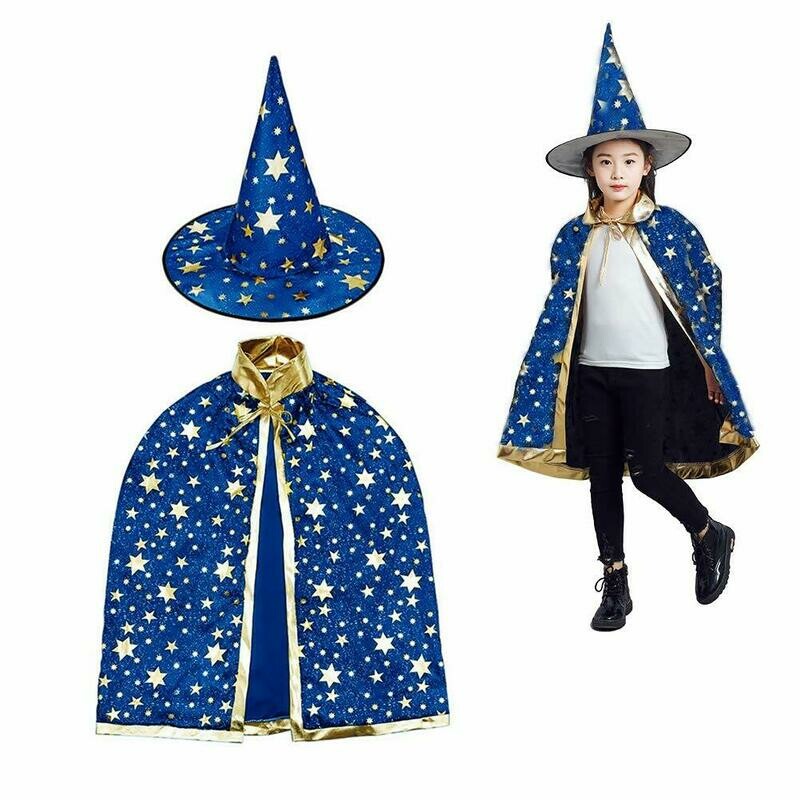 Girls Witch Wizard Cloak With Hat Blue