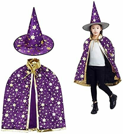Girls Witch Wizard Cloak With Hat Purple